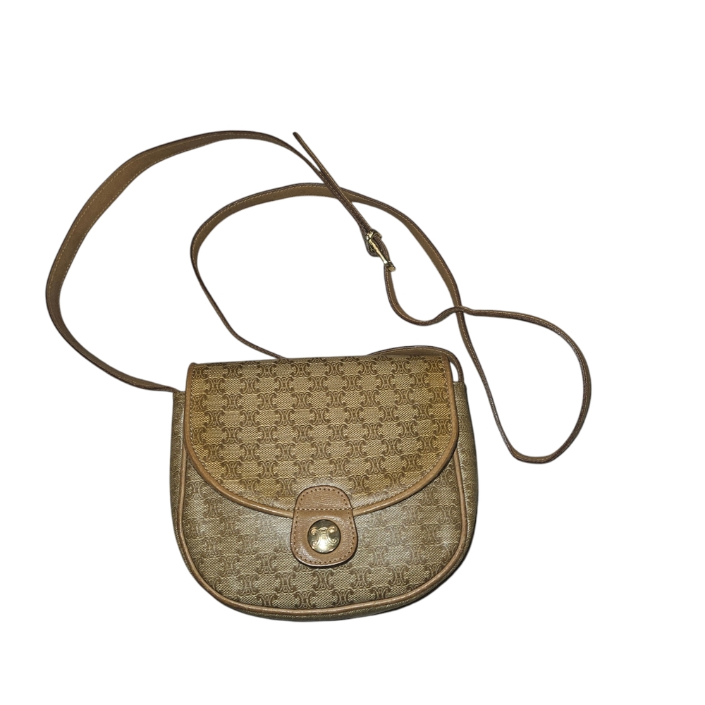 Celine Brown Quilted Crossbody Bag with Saddle Silhouette